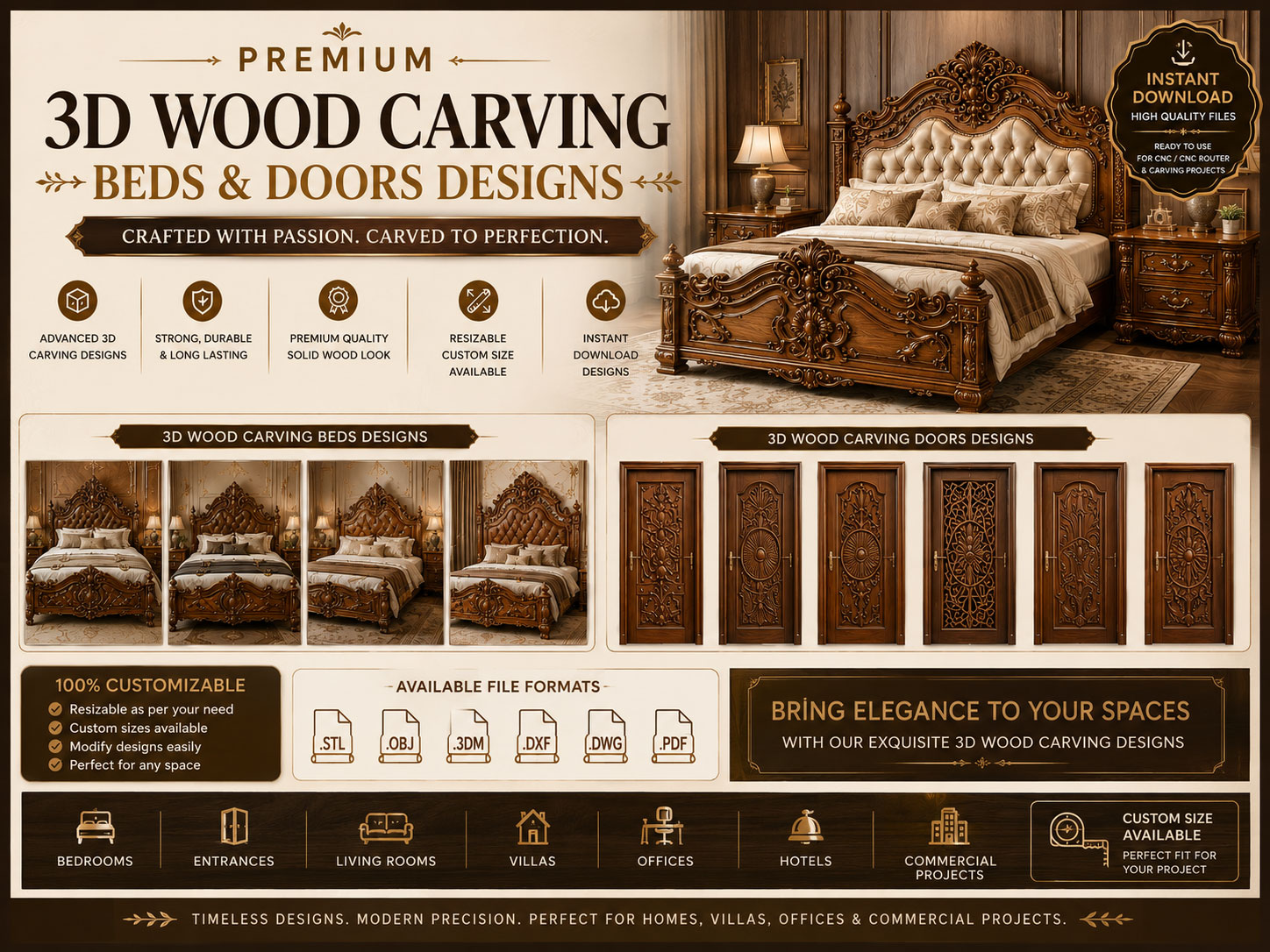 3d bed design, 3d door designs